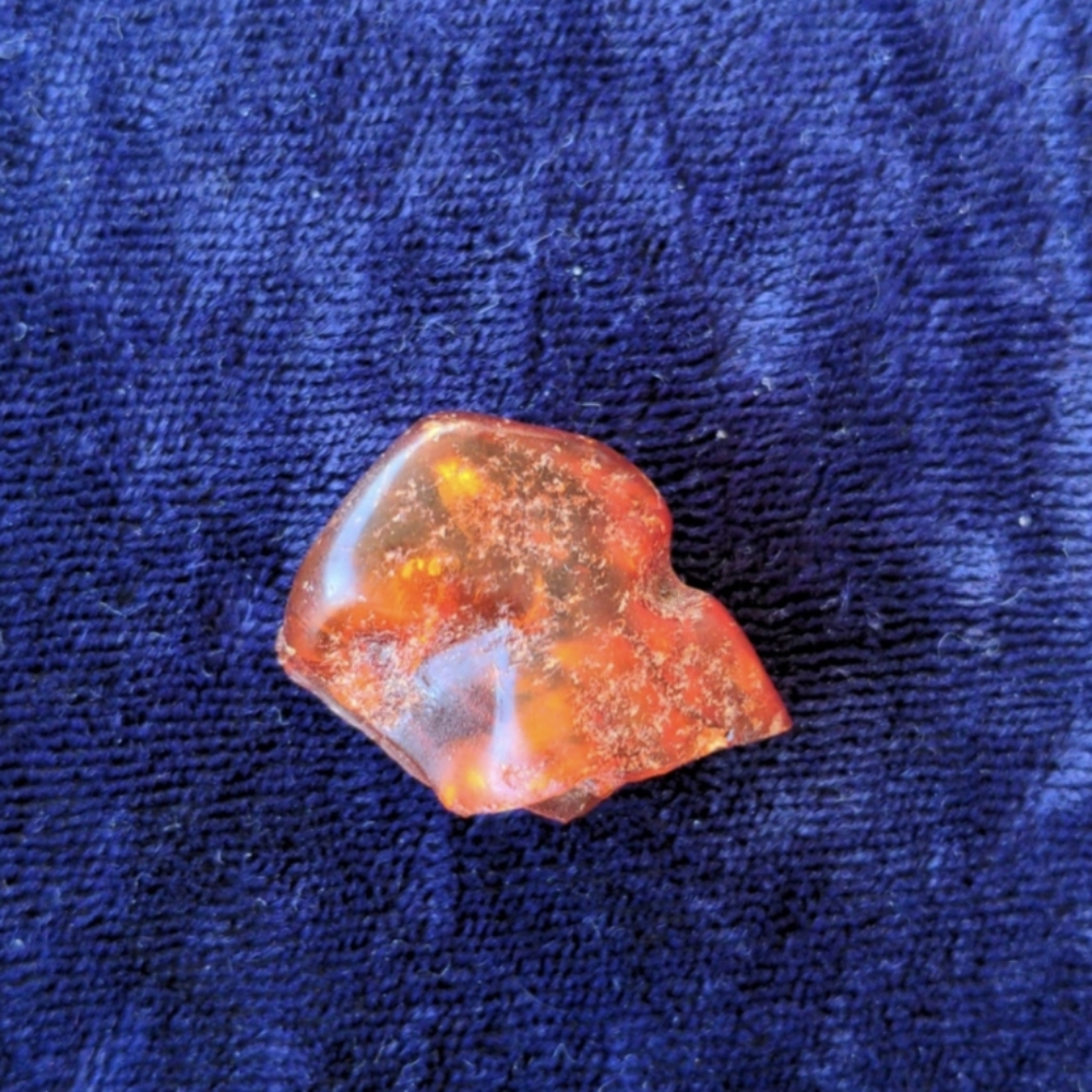 Natural Untreated Baltic Amber Stone In Cognac Color
